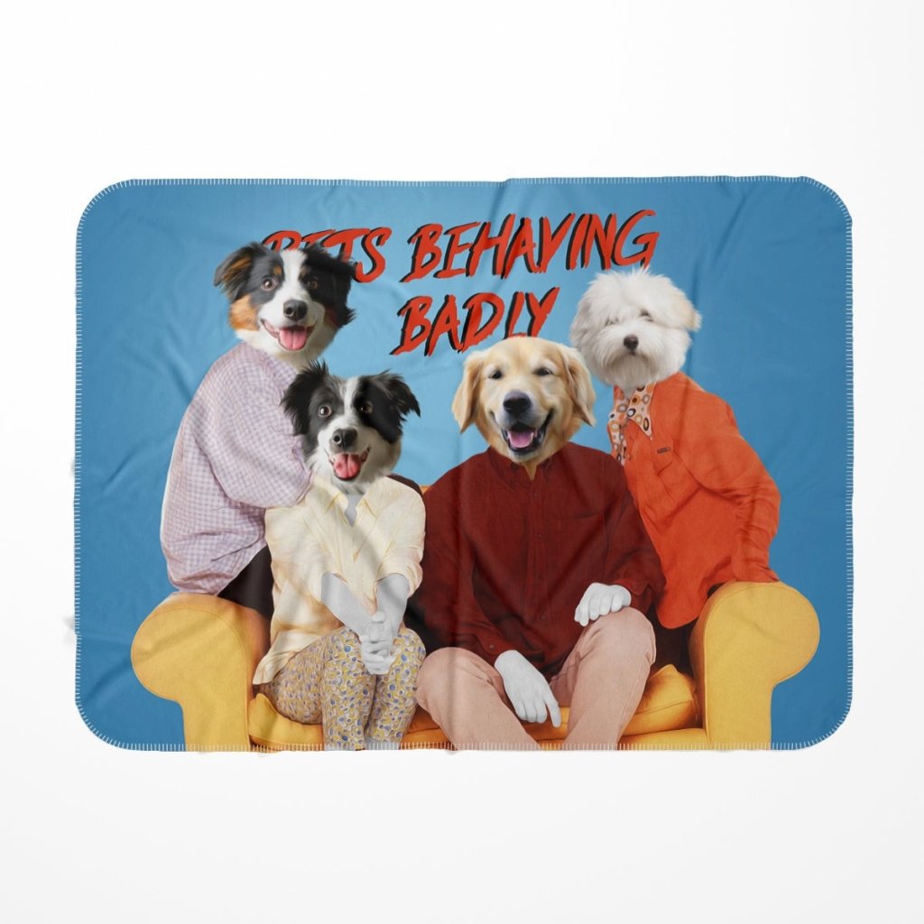 Pets Behaving Badly: Custom Pet Blanket - Paw & Glory - Dog Portraits - Pet Portraits