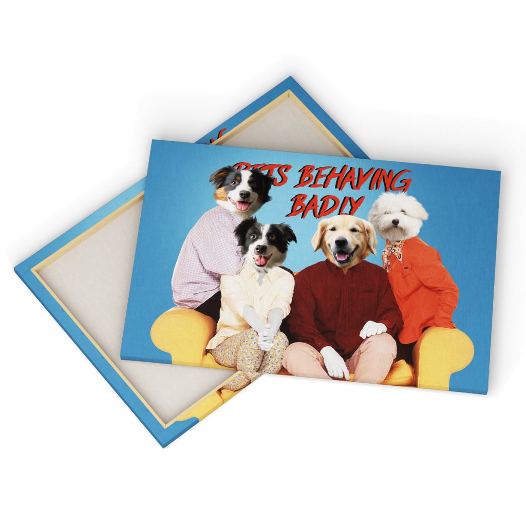 Pets Behaving Badly: Custom Pet Canvas - Paw & Glory - Dog Portraits - Pet Portraits