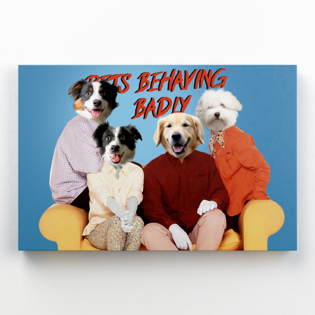 Pets Behaving Badly: Custom Pet Canvas - Paw & Glory - Dog Portraits - Pet Portraits