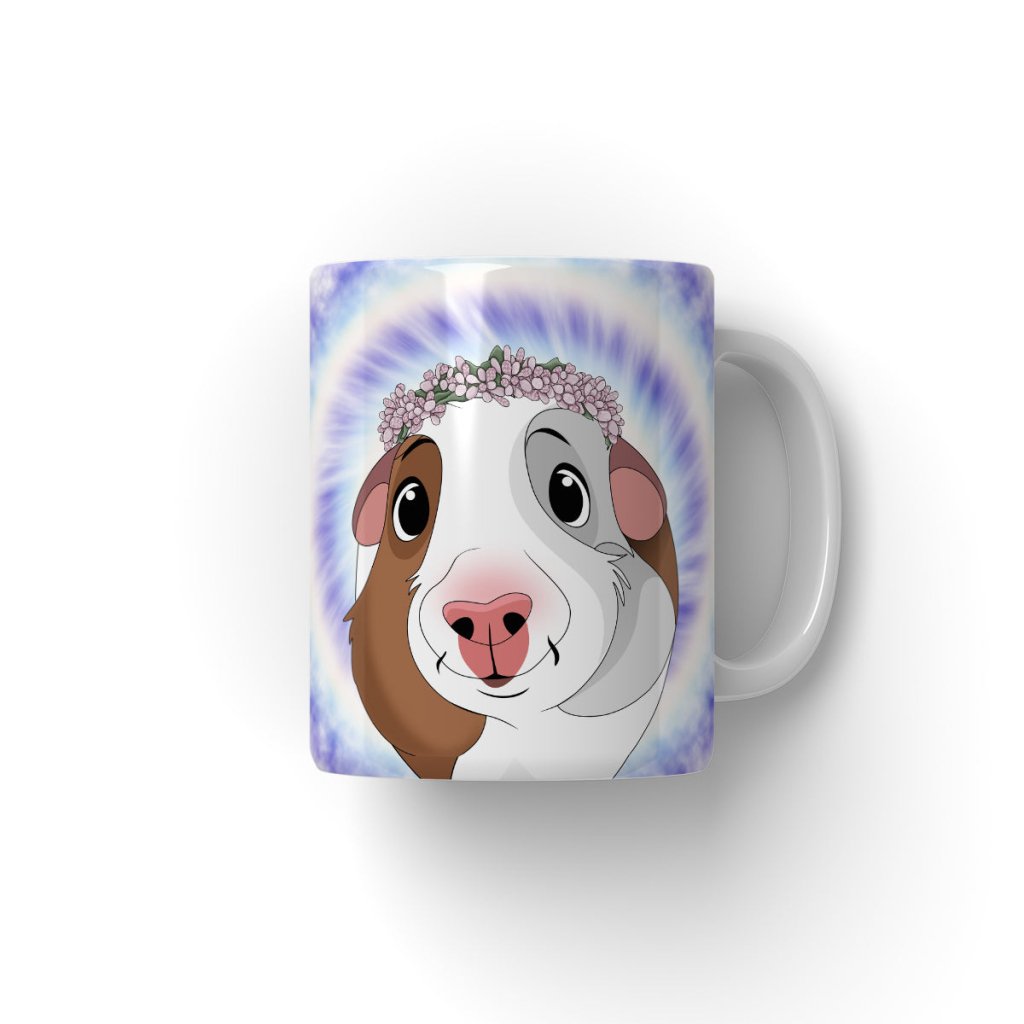 Pink Blossom Crown: Cartoon Pet Coffee Mug - Paw & Glory - Dog Portraits - Pet Portraits