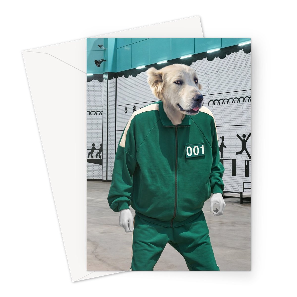 Player 101 (Squid Games Inspired): Custom Pet Greeting Card - Paw & Glory - Dog Portraits - Pet Portraits