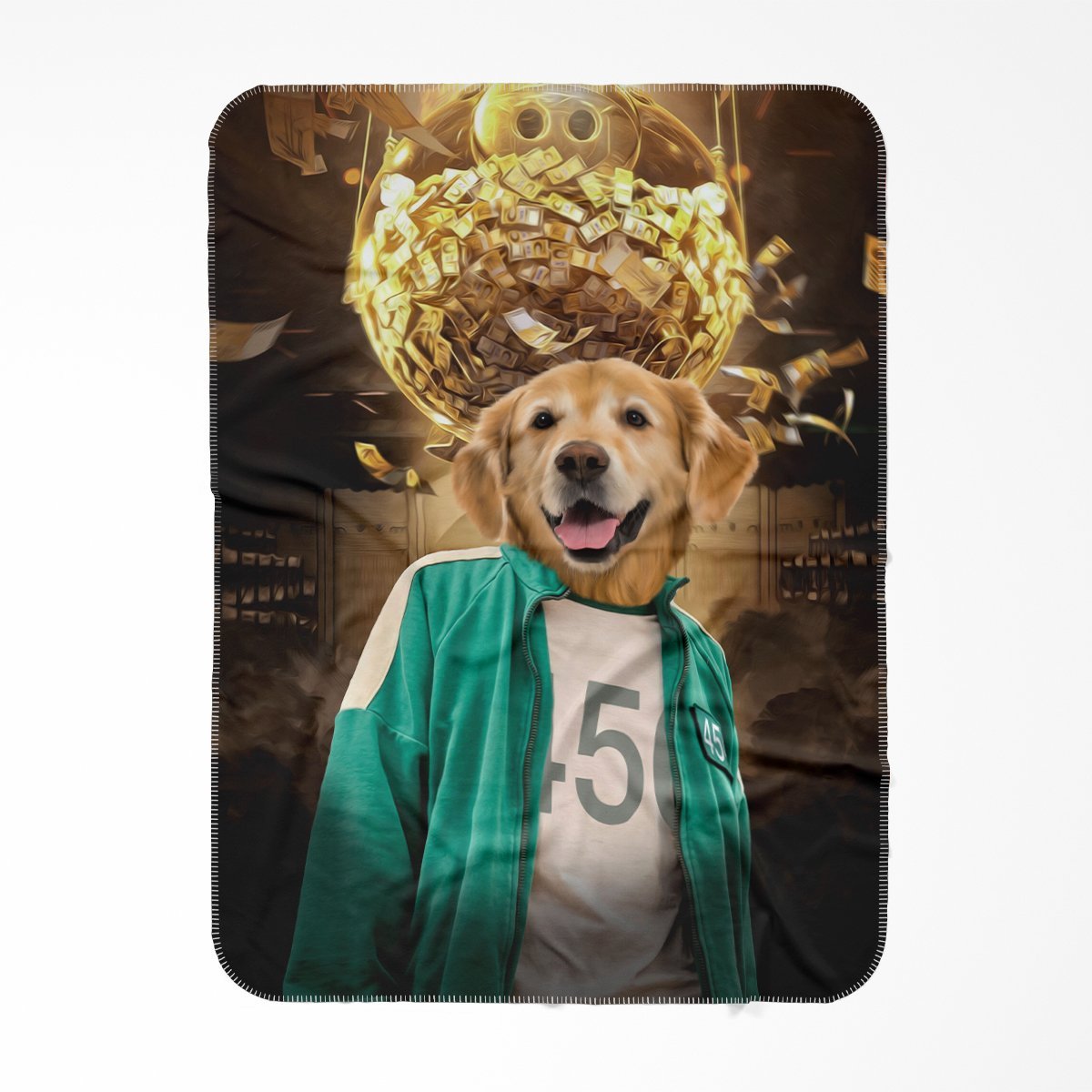 Player 456 (Squid Games Inspired): Custom Pet Blanket - Paw & Glory - Dog Portraits - Pet Portraits