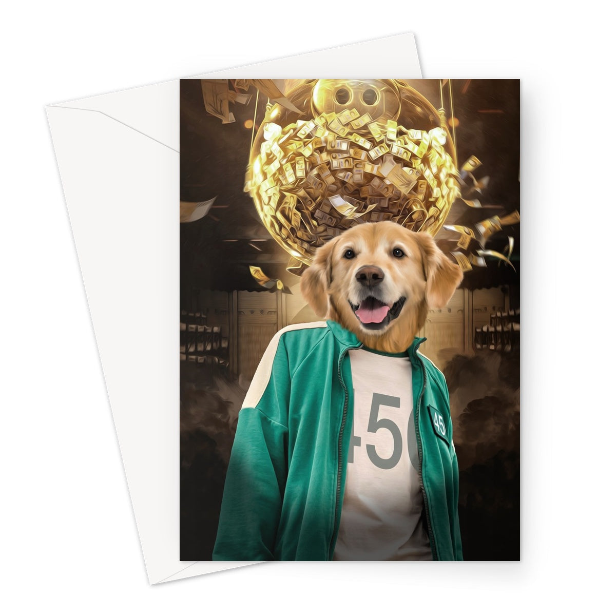 Player 456 (Squid Games Inspired): Custom Pet Greeting Card - Paw & Glory - Dog Portraits - Pet Portraits