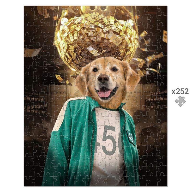 Player 456 (Squid Games Inspired): Custom Pet Puzzle - Paw & Glory - Dog Portraits - Pet Portraits