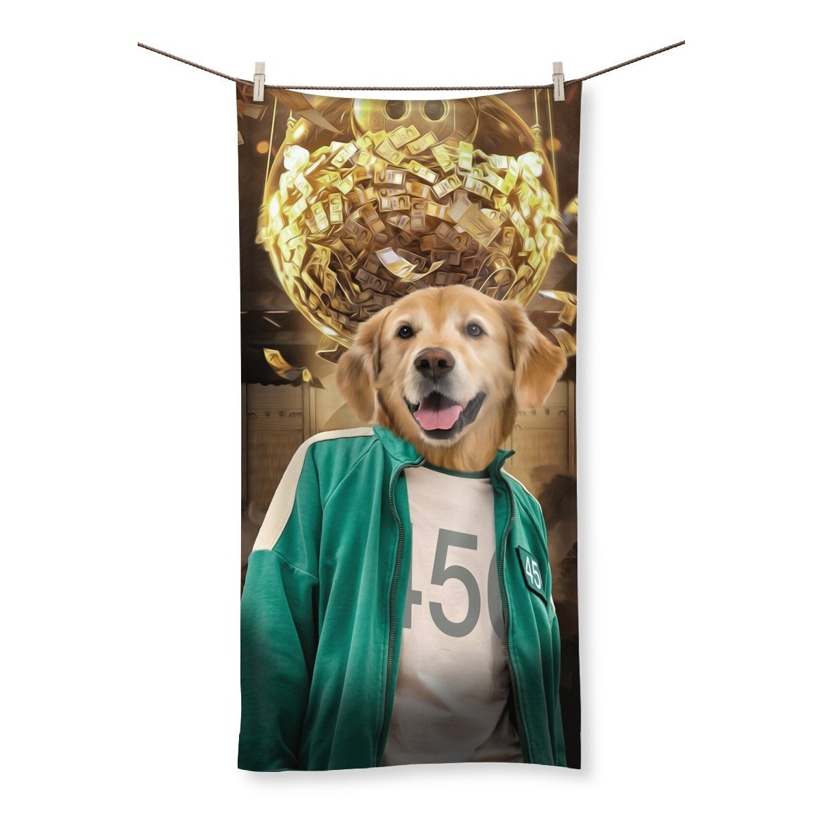 Player 456 (Squid Games Inspired): Custom Pet Towel - Paw & Glory - Dog Portraits - Pet Portraits