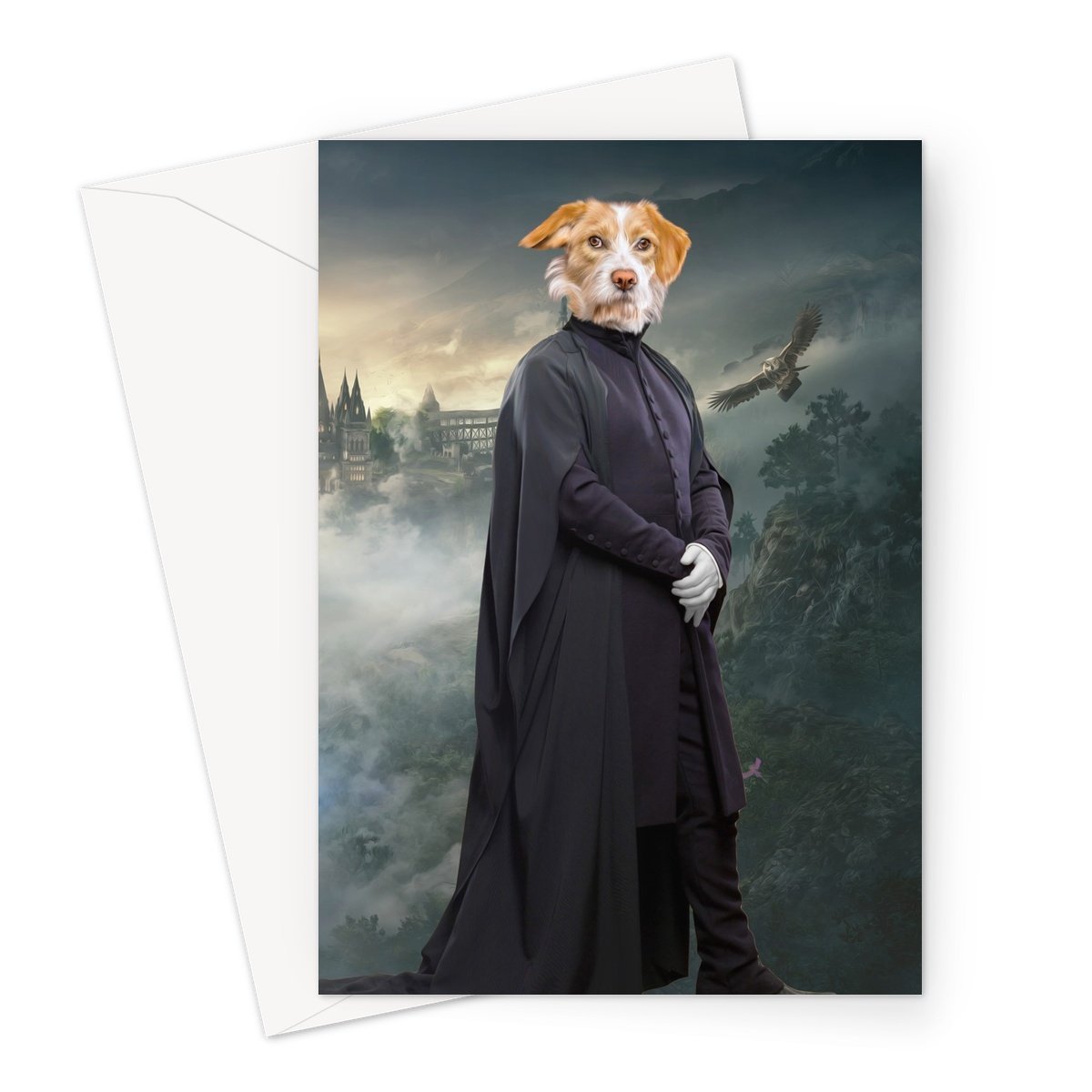 Professor Snape (Harry Potter Inspired): Custom Pet Greeting Card - Paw & Glory - Dog Portraits - Pet Portraits