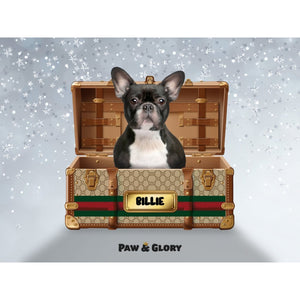 Pucci Luxury Trunk: Custom Digital Download Pet Portrait - Paw & Glory - Dog Portraits - Pet Portraits