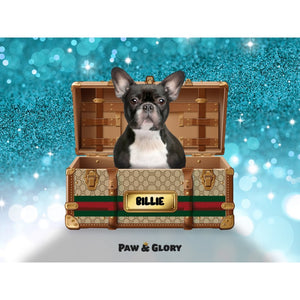 Pucci Luxury Trunk: Custom Digital Download Pet Portrait - Paw & Glory - Dog Portraits - Pet Portraits