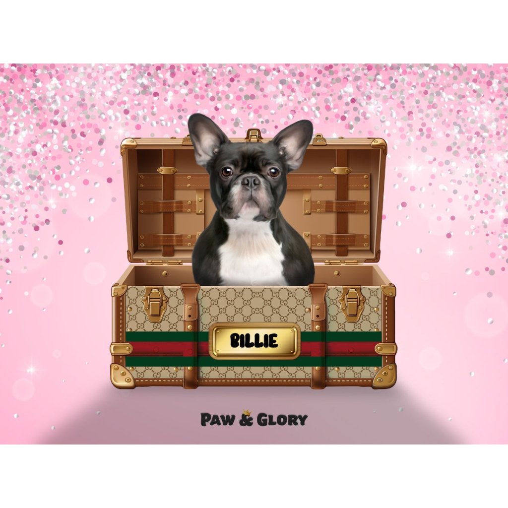 Pucci Luxury Trunk: Custom Digital Download Pet Portrait - Paw & Glory - Dog Portraits - Pet Portraits