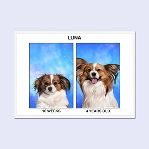 Puppy to Adult: Custom Modern Pet Portrait - Paw & Glory - Dog Portraits - Pet Portraits