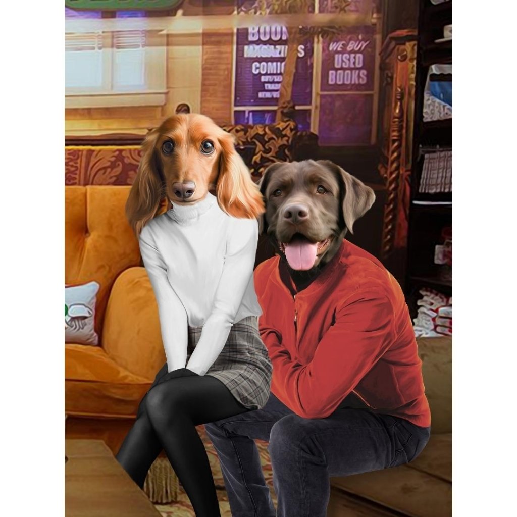 Rachel & Ross (Friends Inspired): Custom Digital Download Pet Portrait - Paw & Glory - Dog Portraits - Pet Portraits