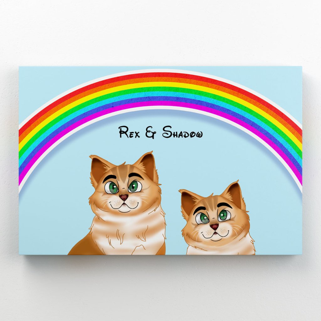 Rainbow: Cartoon Pet Canvas - Paw & Glory - Dog Portraits - Pet Portraits