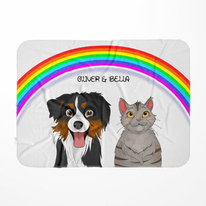 Rainbow: Cartoon Pet Fleece Blanket - Paw & Glory - Dog Portraits - Pet Portraits