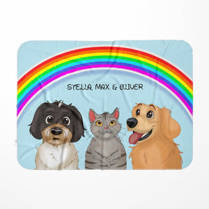 Rainbow: Cartoon Pet Fleece Blanket - Paw & Glory - Dog Portraits - Pet Portraits