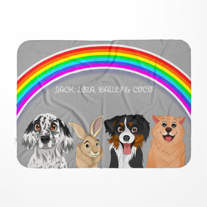 Rainbow: Cartoon Pet Fleece Blanket - Paw & Glory - Dog Portraits - Pet Portraits