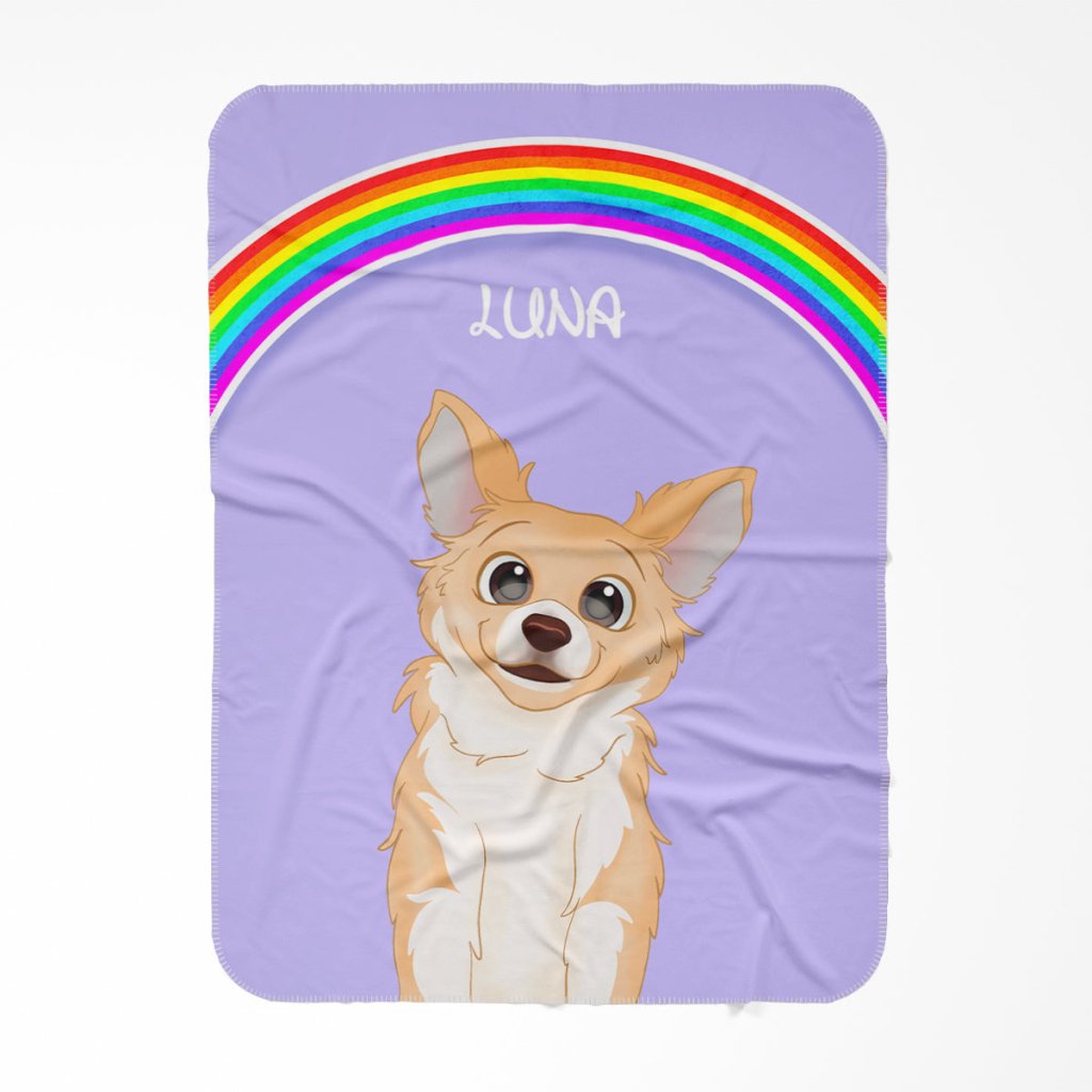 Rainbow: Cartoon Pet Fleece Blanket - Paw & Glory - Dog Portraits - Pet Portraits