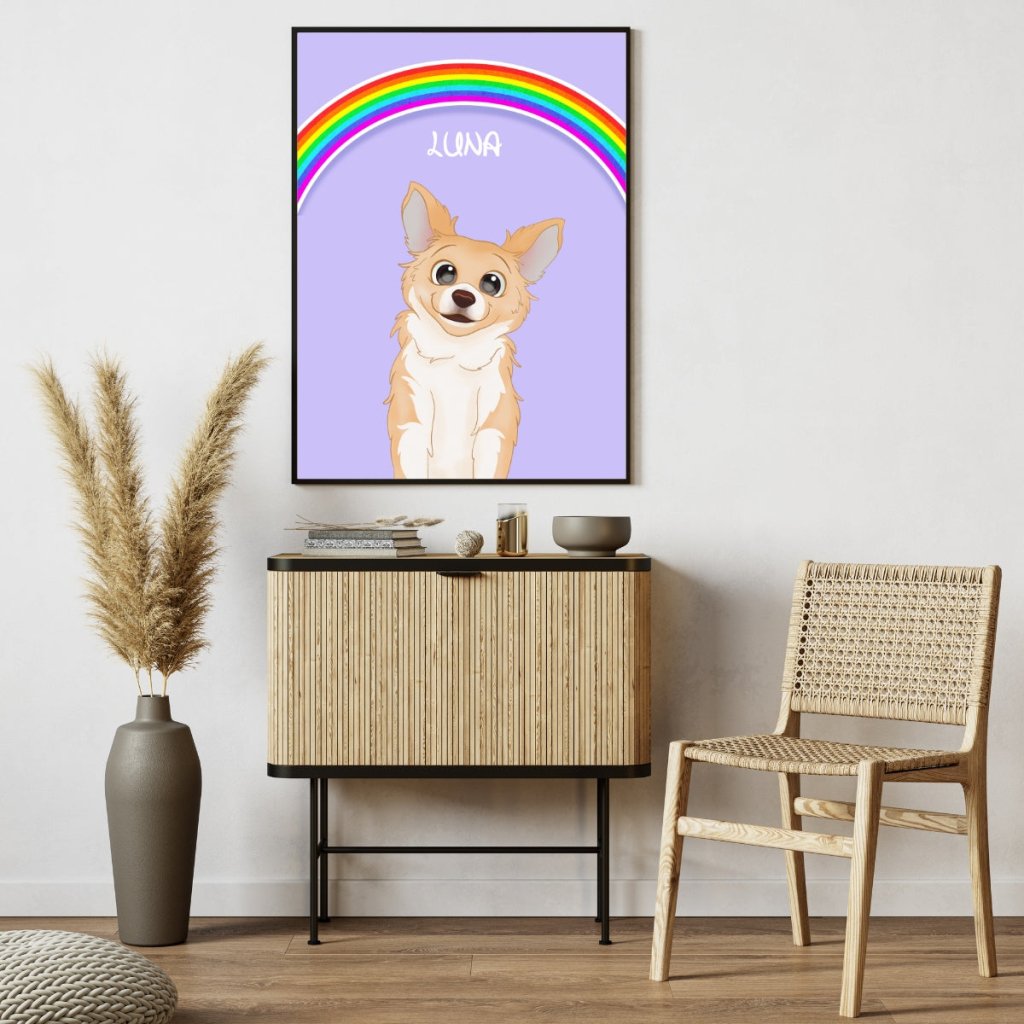 Rainbow: Cartoon Pet Portrait - Paw & Glory - Dog Portraits - Pet Portraits