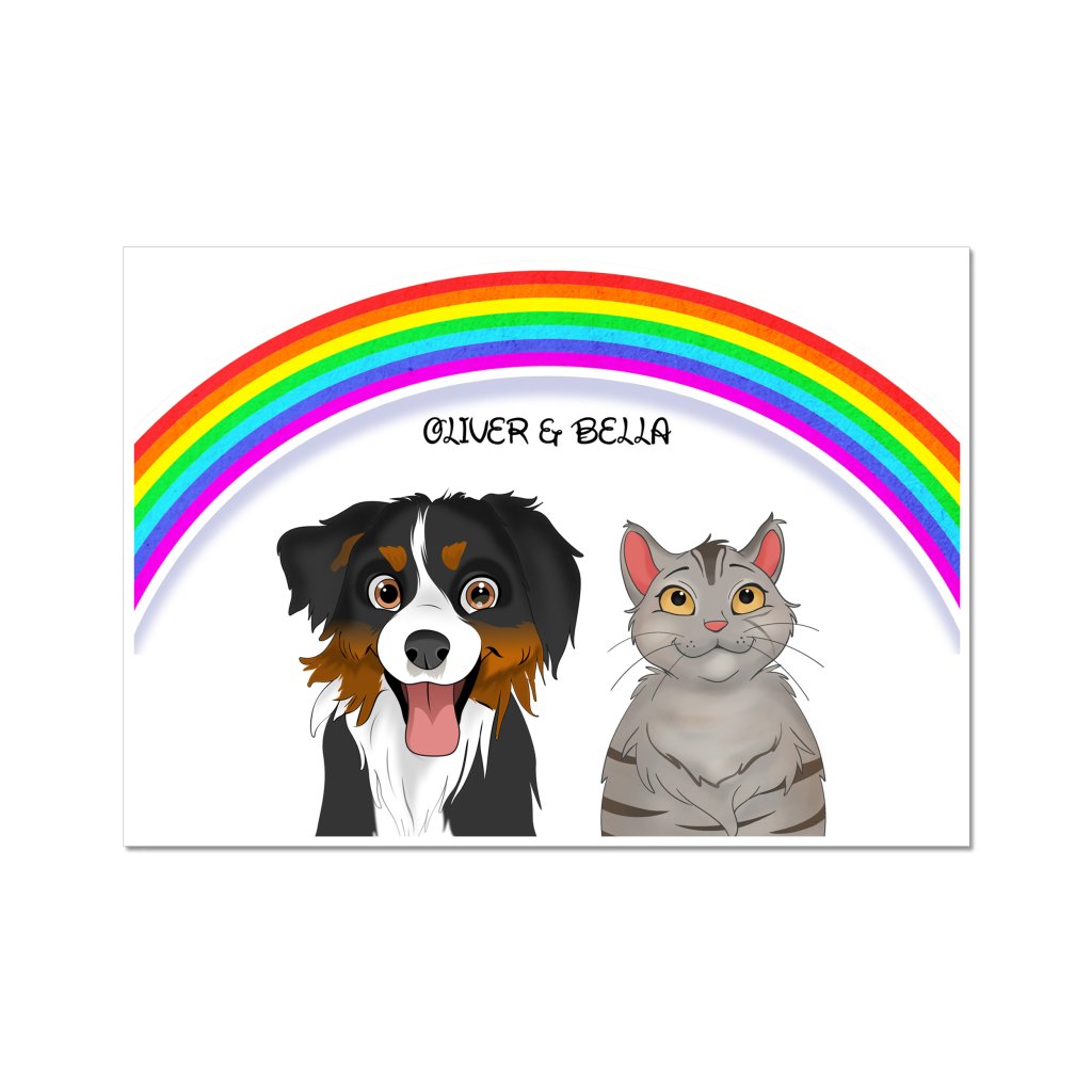 Rainbow: Cartoon Pet Portrait - Paw & Glory - Dog Portraits - Pet Portraits