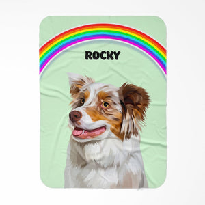 Rainbow: Modern Pet Fleece Blanket - Paw & Glory - Dog Portraits - Pet Portraits