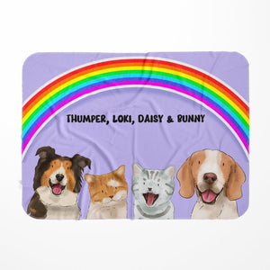 Rainbow: Watercolour Pet Fleece Blanket - Paw & Glory - Dog Portraits - Pet Portraits