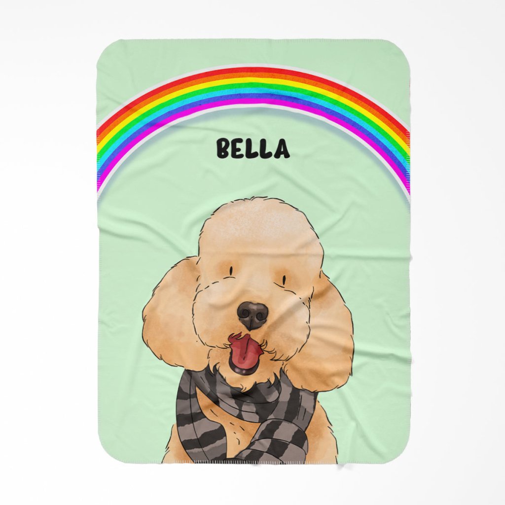 Rainbow: Watercolour Pet Fleece Blanket - Paw & Glory - Dog Portraits - Pet Portraits