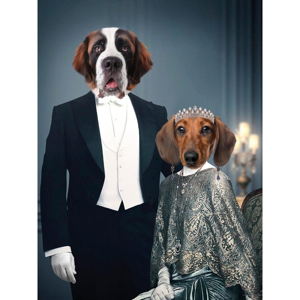 Robert & Cora (Downton Abbey Inspired): Custom Digital Download Pet Portrait - Paw & Glory - Dog Portraits - Pet Portraits