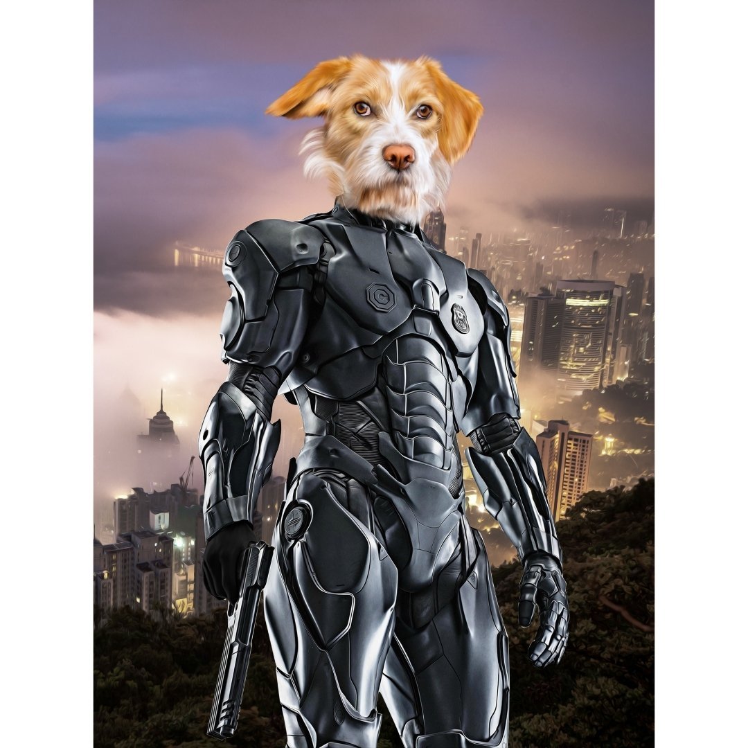 RoboPup (RoboCop Inspired): Custom Digital Download Pet Portrait - Paw & Glory - Dog Portraits - Pet Portraits