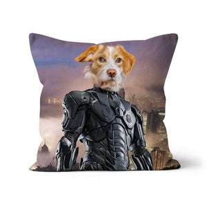 RoboPup (RoboCop Inspired): Custom Pet Pillow - Paw & Glory - Dog Portraits - Pet Portraits