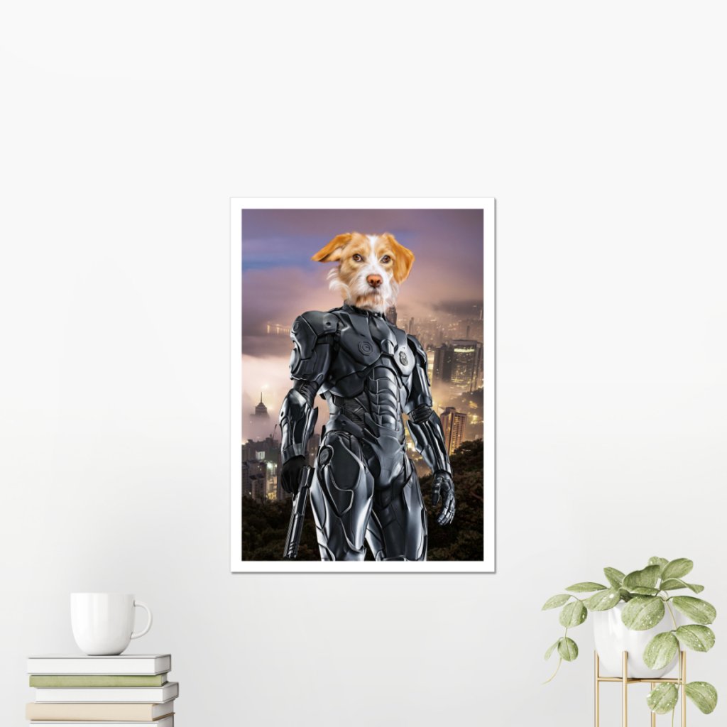 RoboPup (RoboCop Inspired): Custom Pet Poster - Paw & Glory - Dog Portraits - Pet Portraits