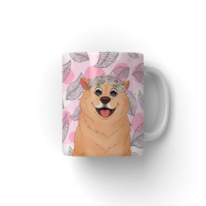 Rose Crown: Cartoon Pet Coffee Mug - Paw & Glory - Dog Portraits - Pet Portraits