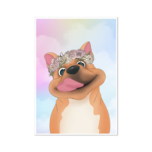 Rose Crown: Cartoon Pet Portrait - Paw & Glory - Dog Portraits - Pet Portraits