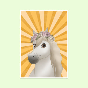 Rose Crown: Cartoon Pet Poster - Paw & Glory - Dog Portraits - Pet Portraits