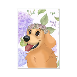 Rose Crown: Cartoon Pet Poster - Paw & Glory - Dog Portraits - Pet Portraits