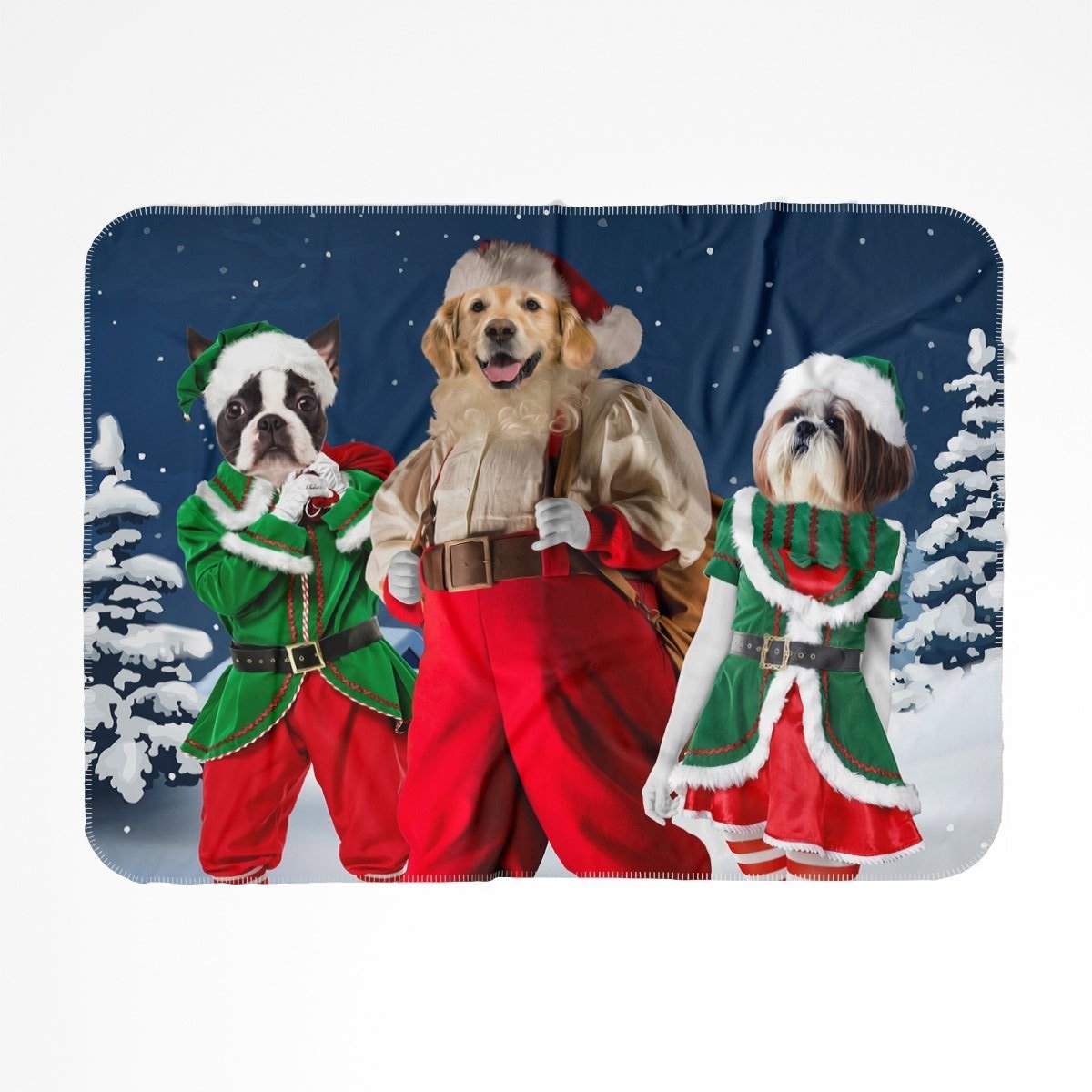 Santa & His Elves: Custom Pet Blanket - Paw & Glory - Dog Portraits - Pet Portraits