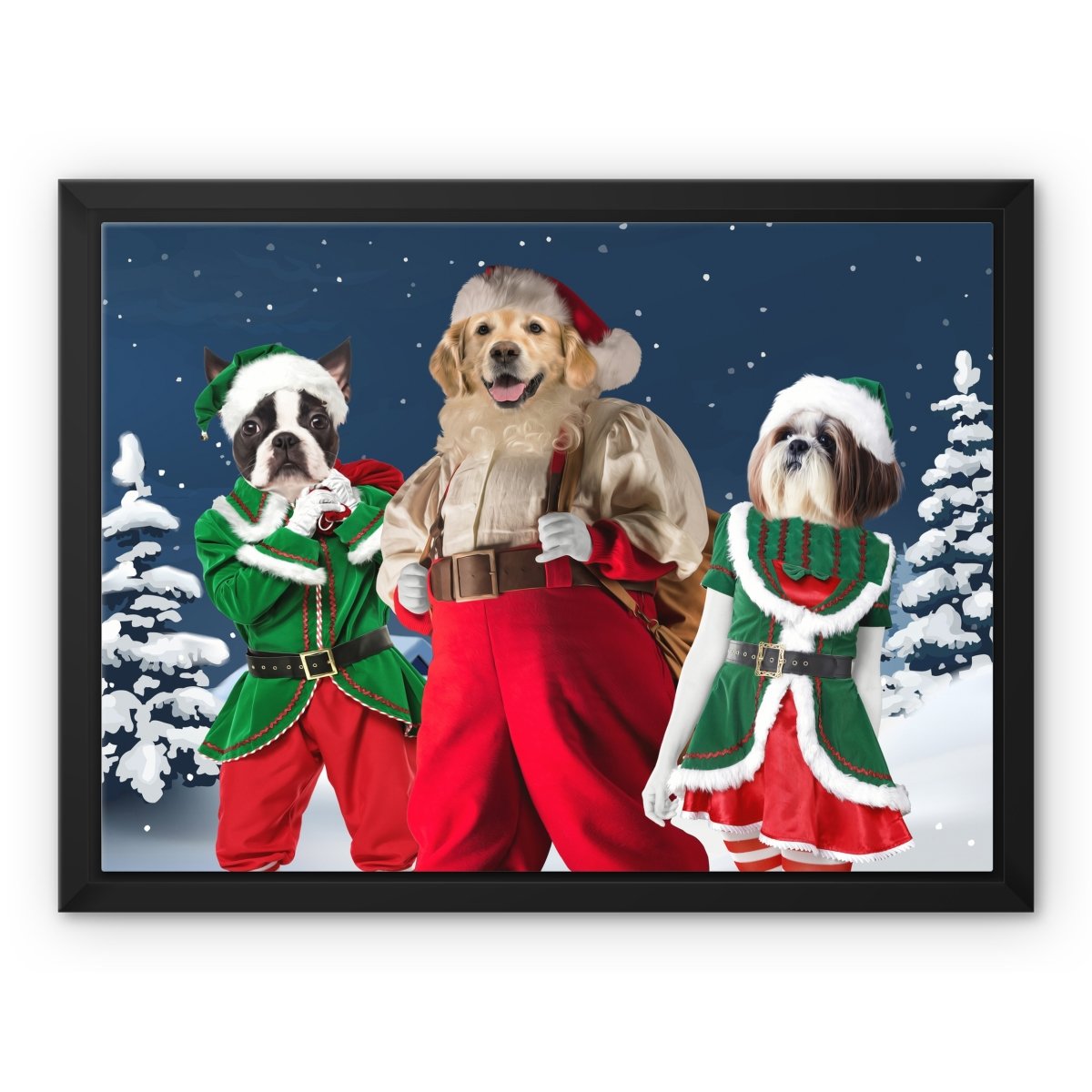 Santa & His Elves: Custom Pet Canvas - Paw & Glory - Dog Portraits - Pet Portraits