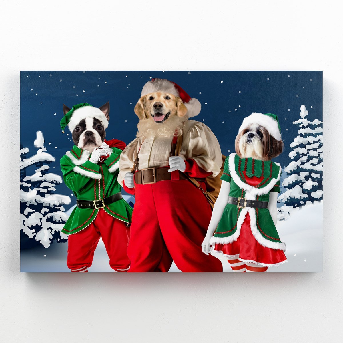 Santa & His Elves: Custom Pet Canvas - Paw & Glory - Dog Portraits - Pet Portraits