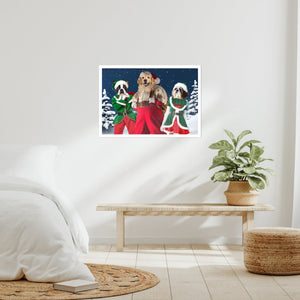 Santa & His Elves: Custom Pet Poster - Paw & Glory - Dog Portraits - Pet Portraits