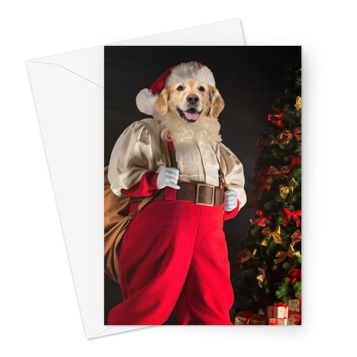 Santa Paws: Custom Pet Portrait Greeting Card - Paw & Glory - Dog Portraits - Pet Portraits