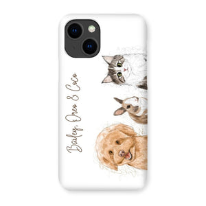 Scribble: Custom Three Pet Phone Case - Paw & Glory - Dog Portraits - Pet Portraits