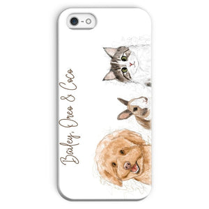 Scribble: Custom Three Pet Phone Case - Paw & Glory - Dog Portraits - Pet Portraits