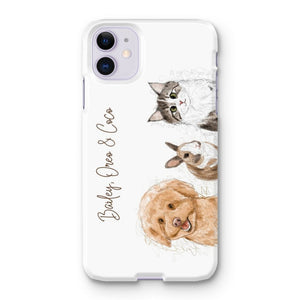 Scribble: Custom Three Pet Phone Case - Paw & Glory - Dog Portraits - Pet Portraits