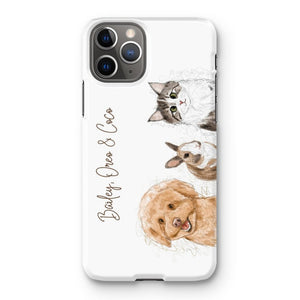 Scribble: Custom Three Pet Phone Case - Paw & Glory - Dog Portraits - Pet Portraits