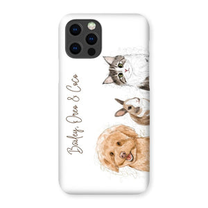 Scribble: Custom Three Pet Phone Case - Paw & Glory - Dog Portraits - Pet Portraits