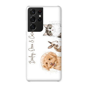 Scribble: Custom Three Pet Phone Case - Paw & Glory - Dog Portraits - Pet Portraits