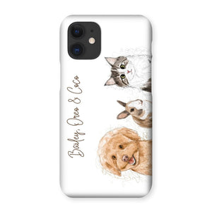 Scribble: Custom Three Pet Phone Case - Paw & Glory - Dog Portraits - Pet Portraits