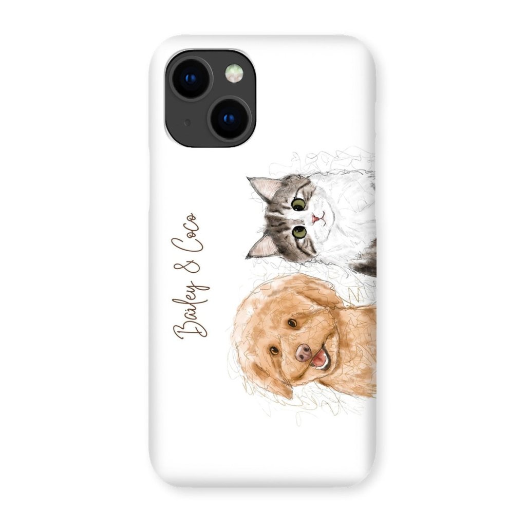 Scribble: Custom Two Pet Phone Case - Paw & Glory - Dog Portraits - Pet Portraits