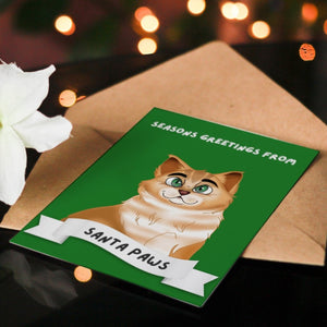 Seasons Greetings From Santa Paws Cartoon Greeting Cards - Paw & Glory - Dog Portraits - Pet Portraits