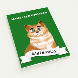 Seasons Greetings From Santa Paws Cartoon Greeting Cards - Paw & Glory - Dog Portraits - Pet Portraits