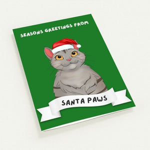 Seasons Greetings From Santa Paws Cartoon Greeting Cards - Paw & Glory - Dog Portraits - Pet Portraits