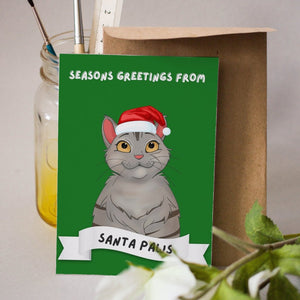 Seasons Greetings From Santa Paws Cartoon Greeting Cards - Paw & Glory - Dog Portraits - Pet Portraits